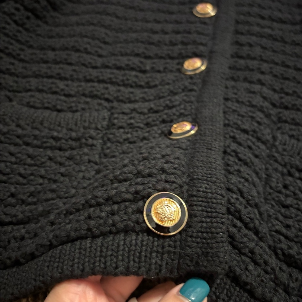 Dress Forum Black Knitted Sweater With Buttons Size Small - Picture 3 of 10